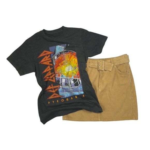 Topshop Light Brown Corduroy Mini Skirt With Adjustable Belt Small - Picture 3 of 9